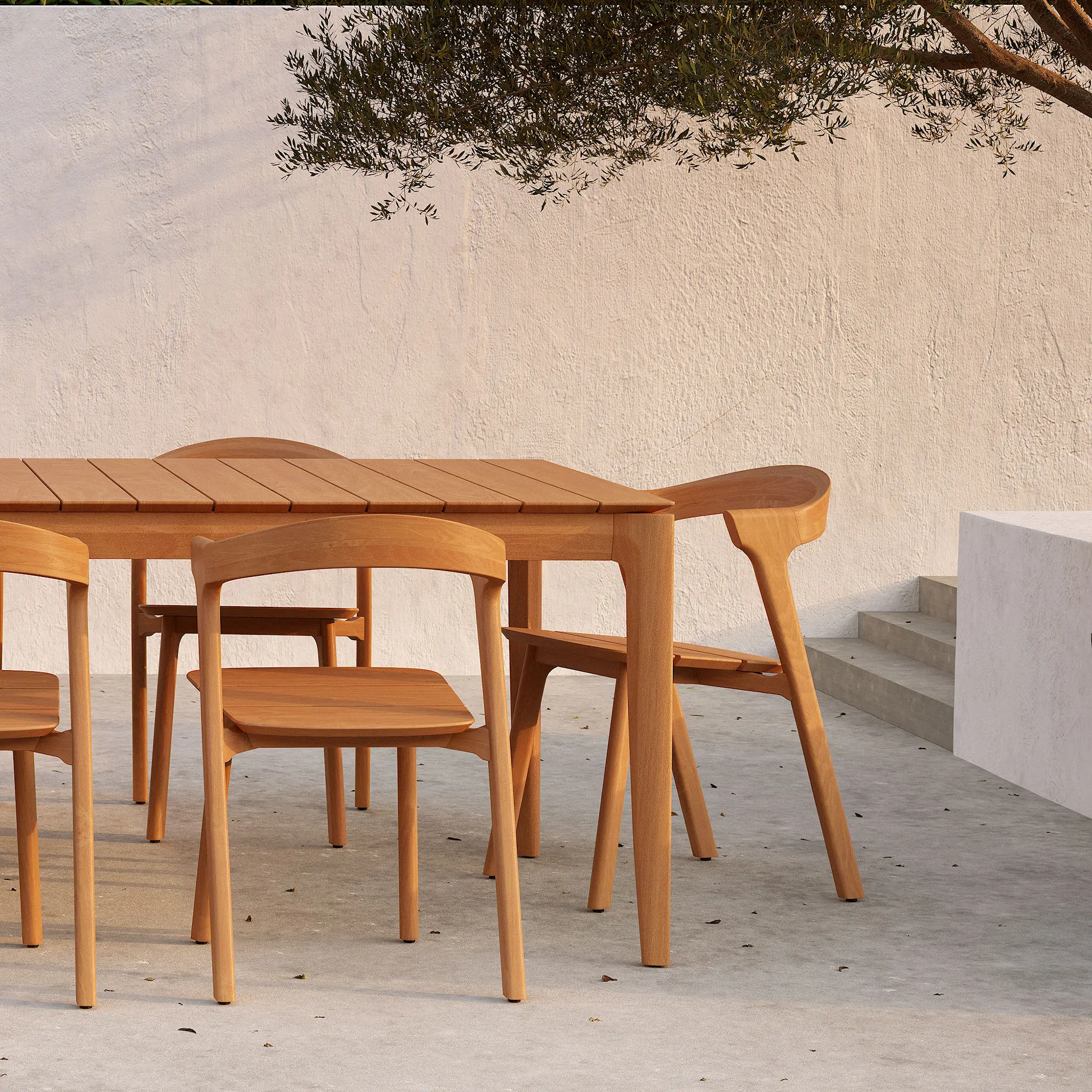 Bok spisegruppe med bord 162 x 80 cm & 4 stoler – Teak