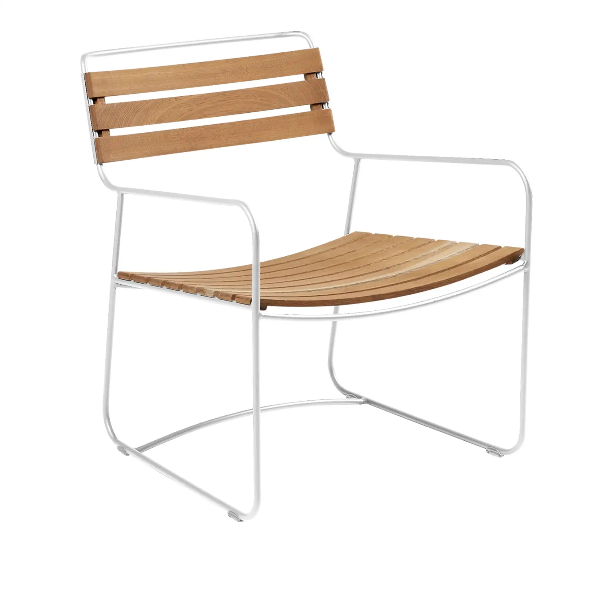 Surprising Teak Low Armchair Cotton White