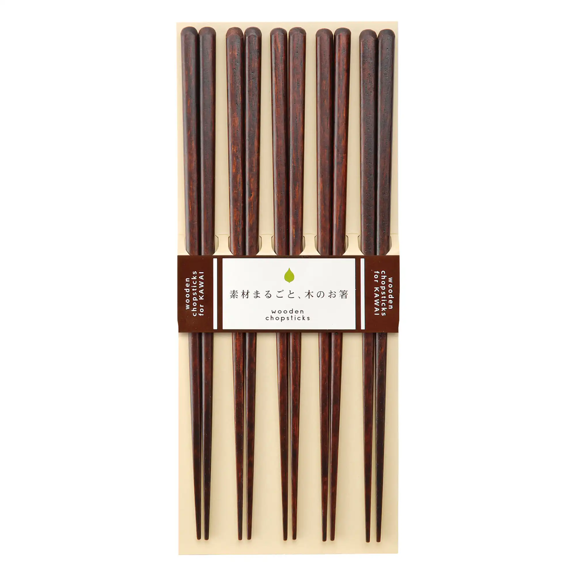 Kawai Plain Wood Chopsticks Brown - Set of 5