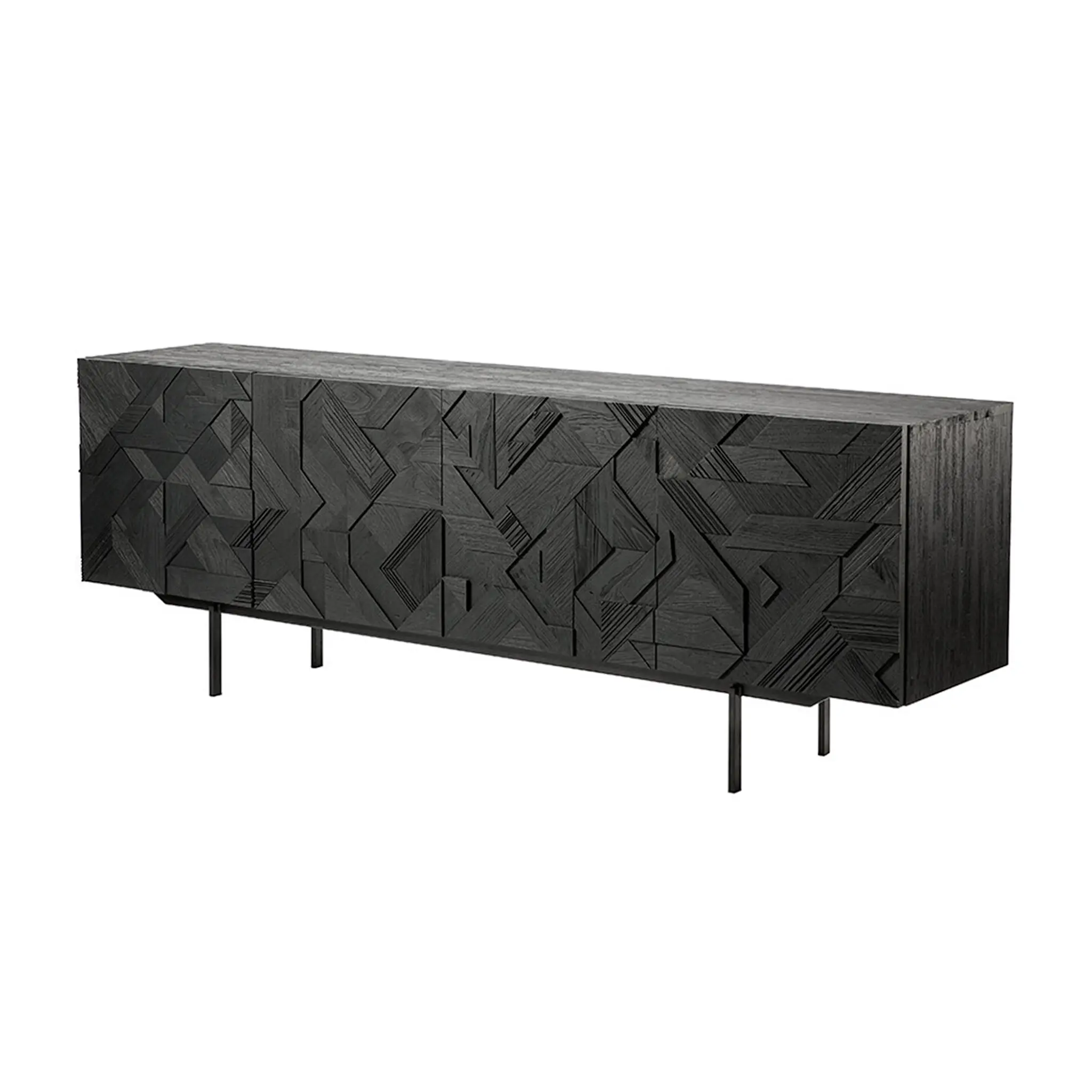 Teak Graphic Black Sideboard