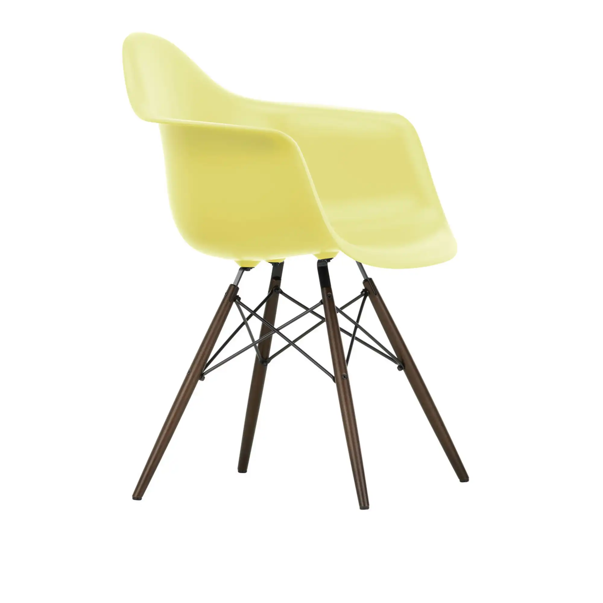 Eames RE Plastic Armchair DAW 92 Citron, Dark Maple