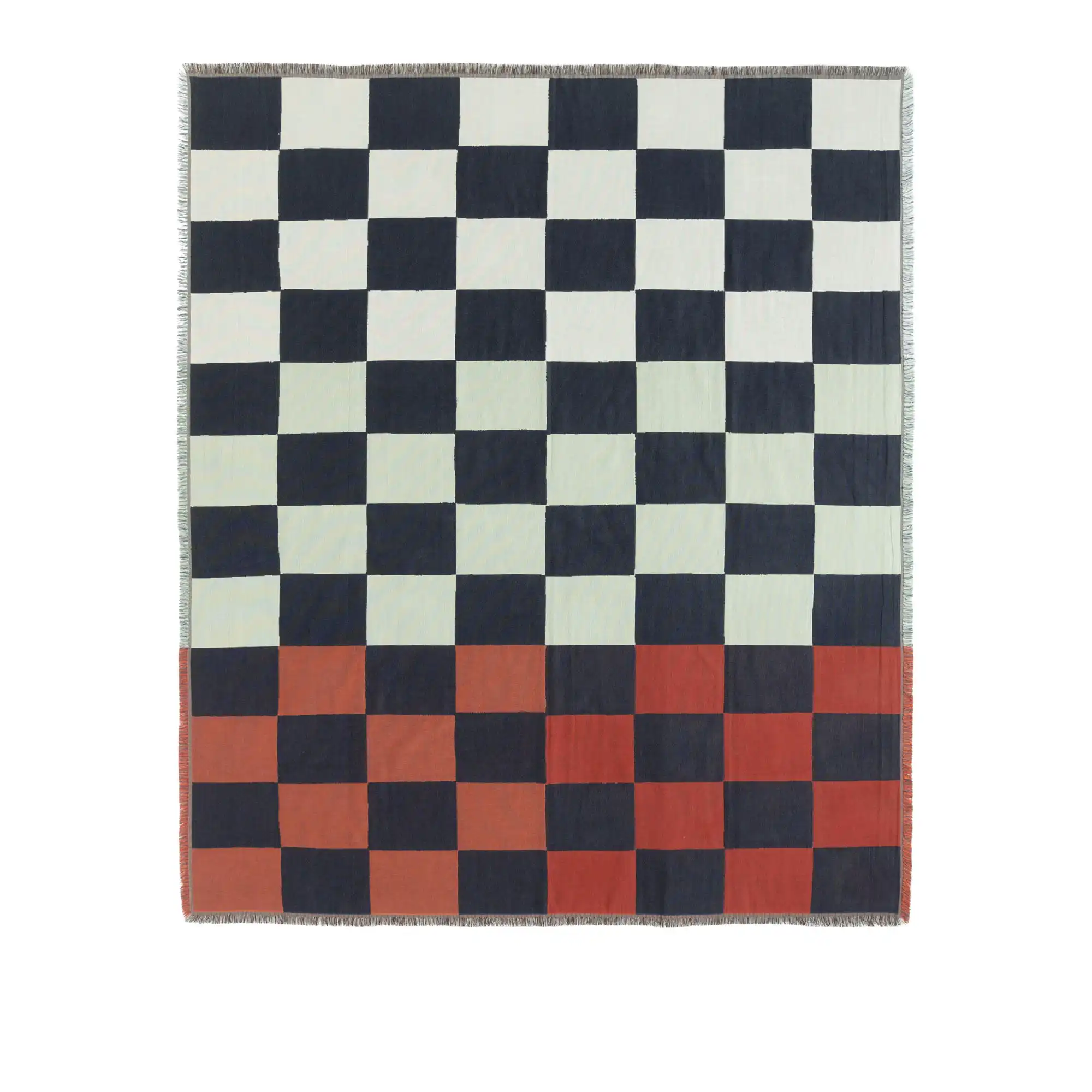 Kukko ja Kana pledd 130x170 cm off white, dark blue, orange red