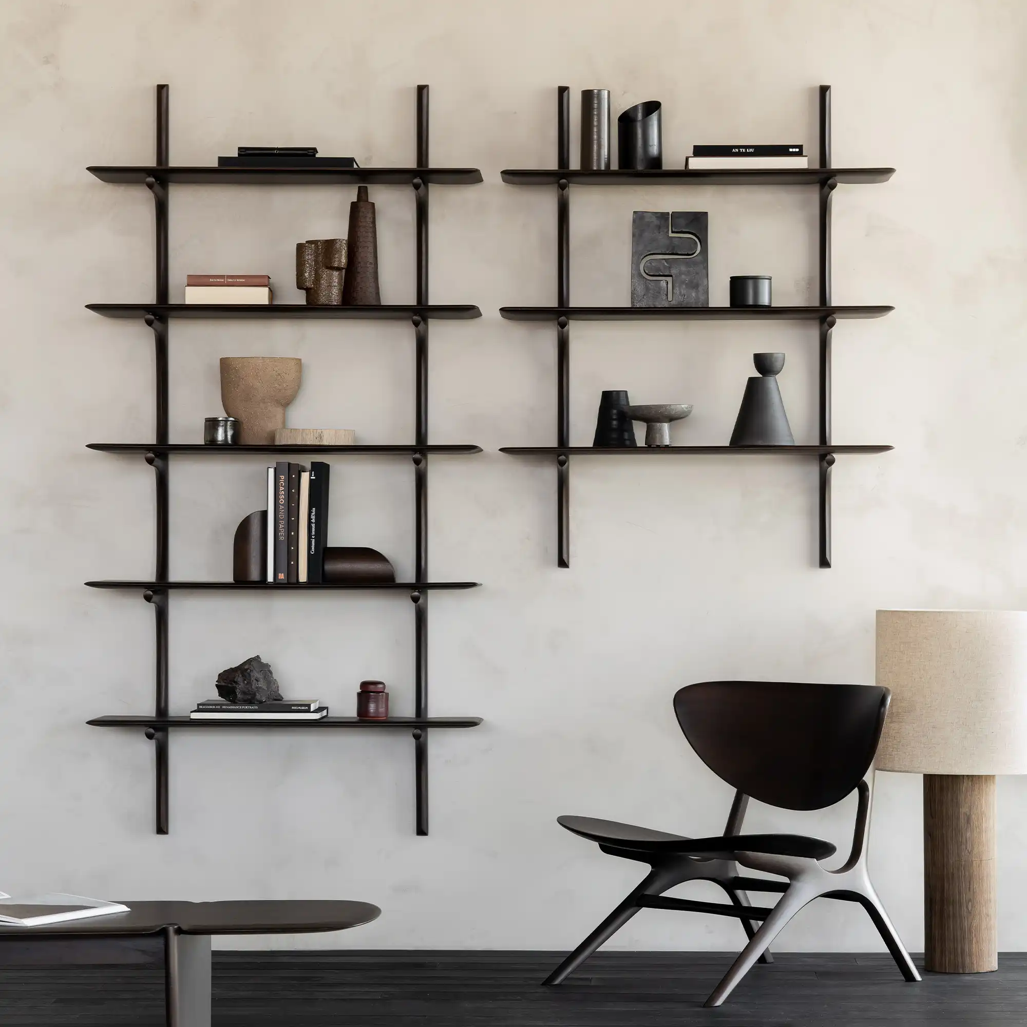 PI Wall Shelf Mahogany Dark Brown
