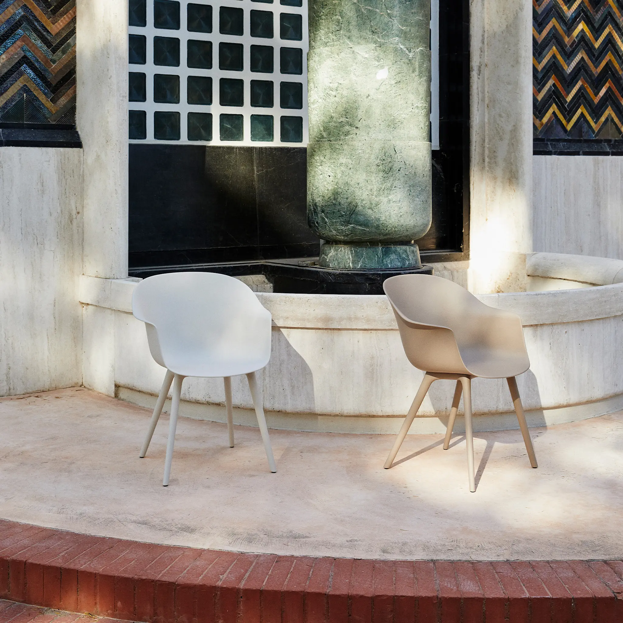 Beetle & Bat Outdoor Seat Cushion, Sunbrella Natte NAT 10037 300 Heather Beige