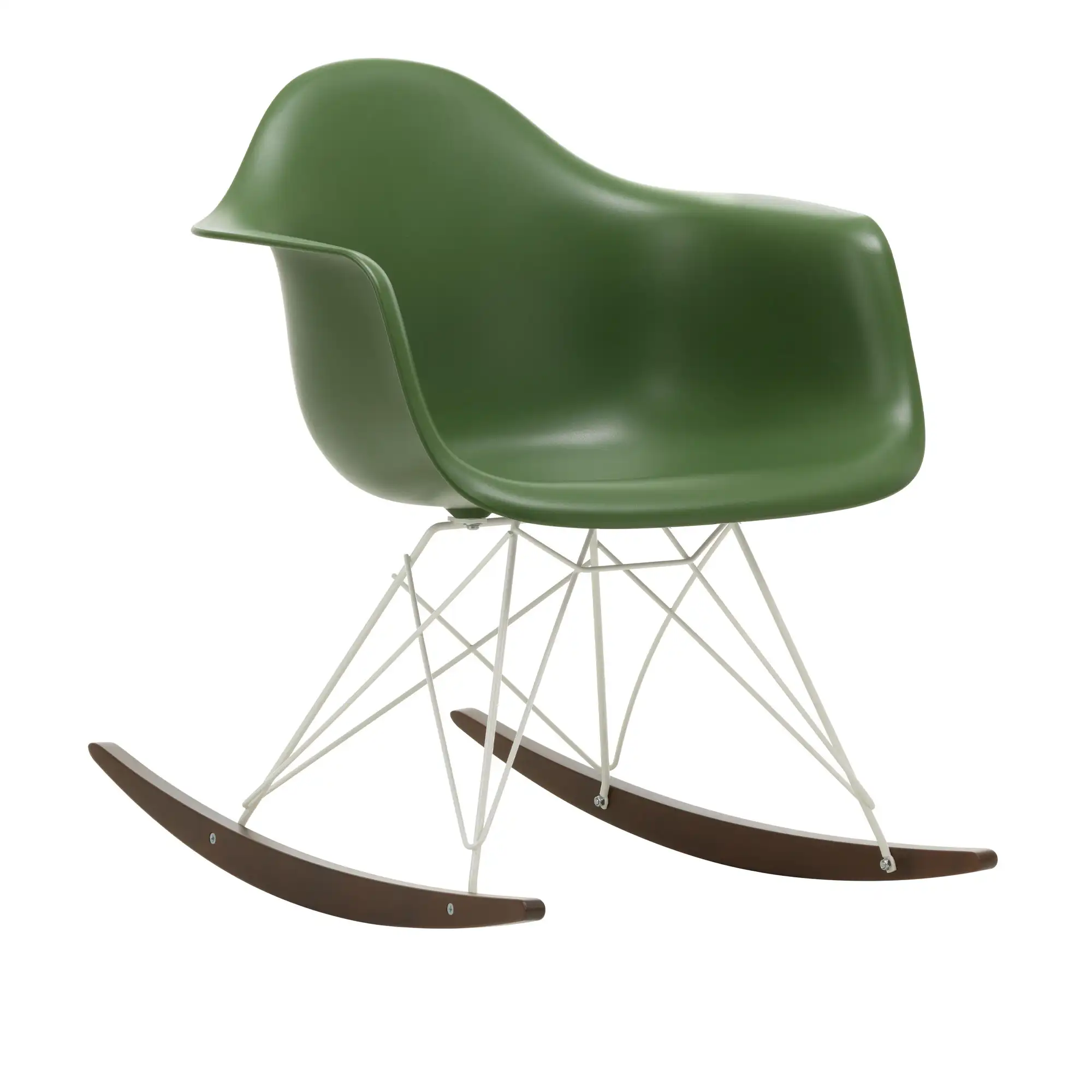 Eames Plastic Armchair RAR - 48 Forest - White Base - Dark Maple