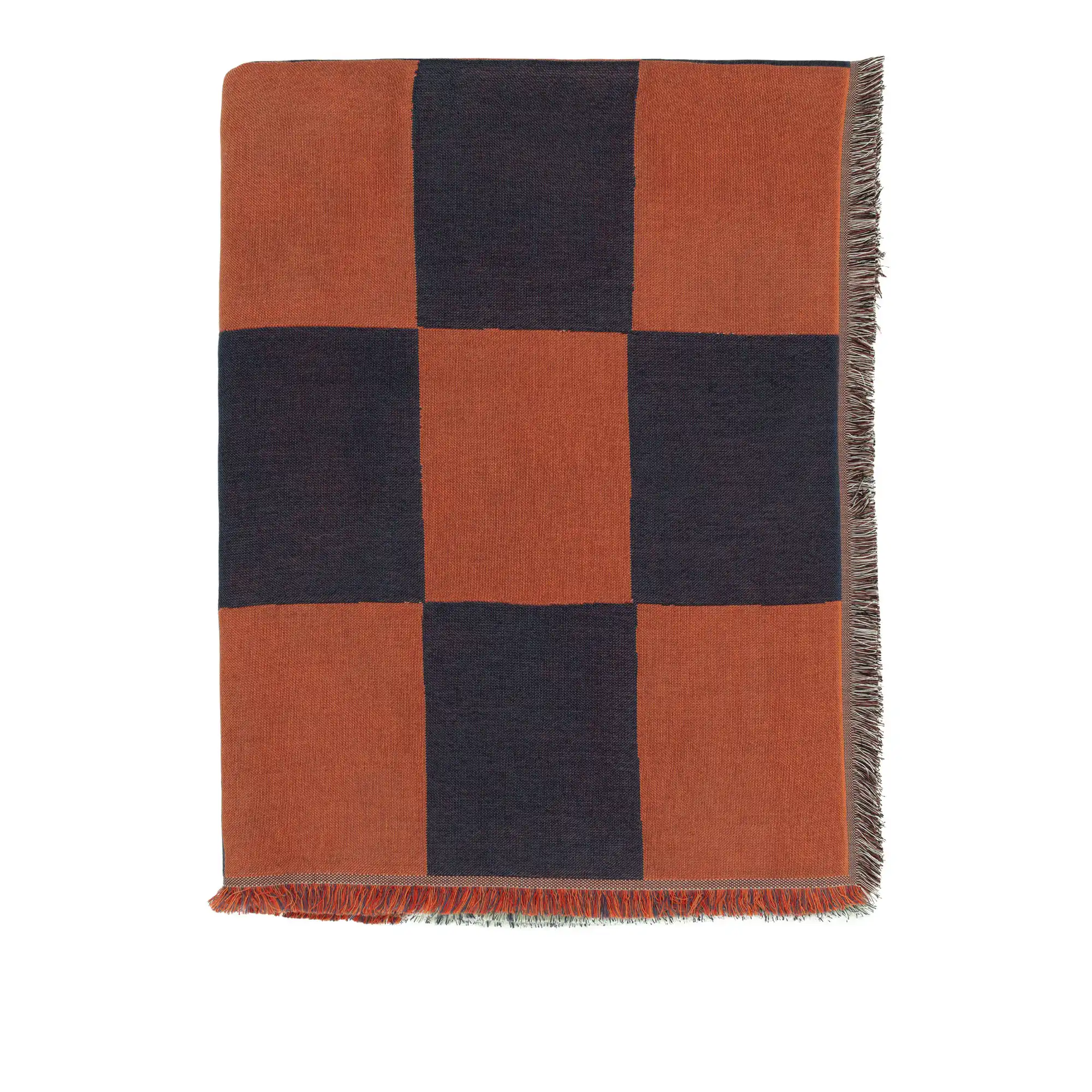 Kukko ja Kana pledd 130x170 cm off white, dark blue, orange red