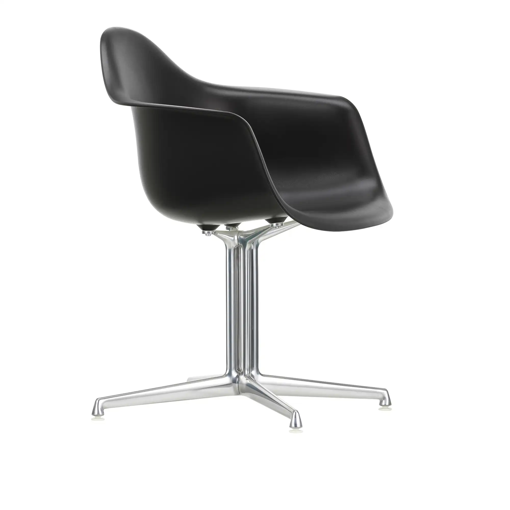 Eames Plastic Armchair DAL - 12 Deep Black - Aluminium Polished