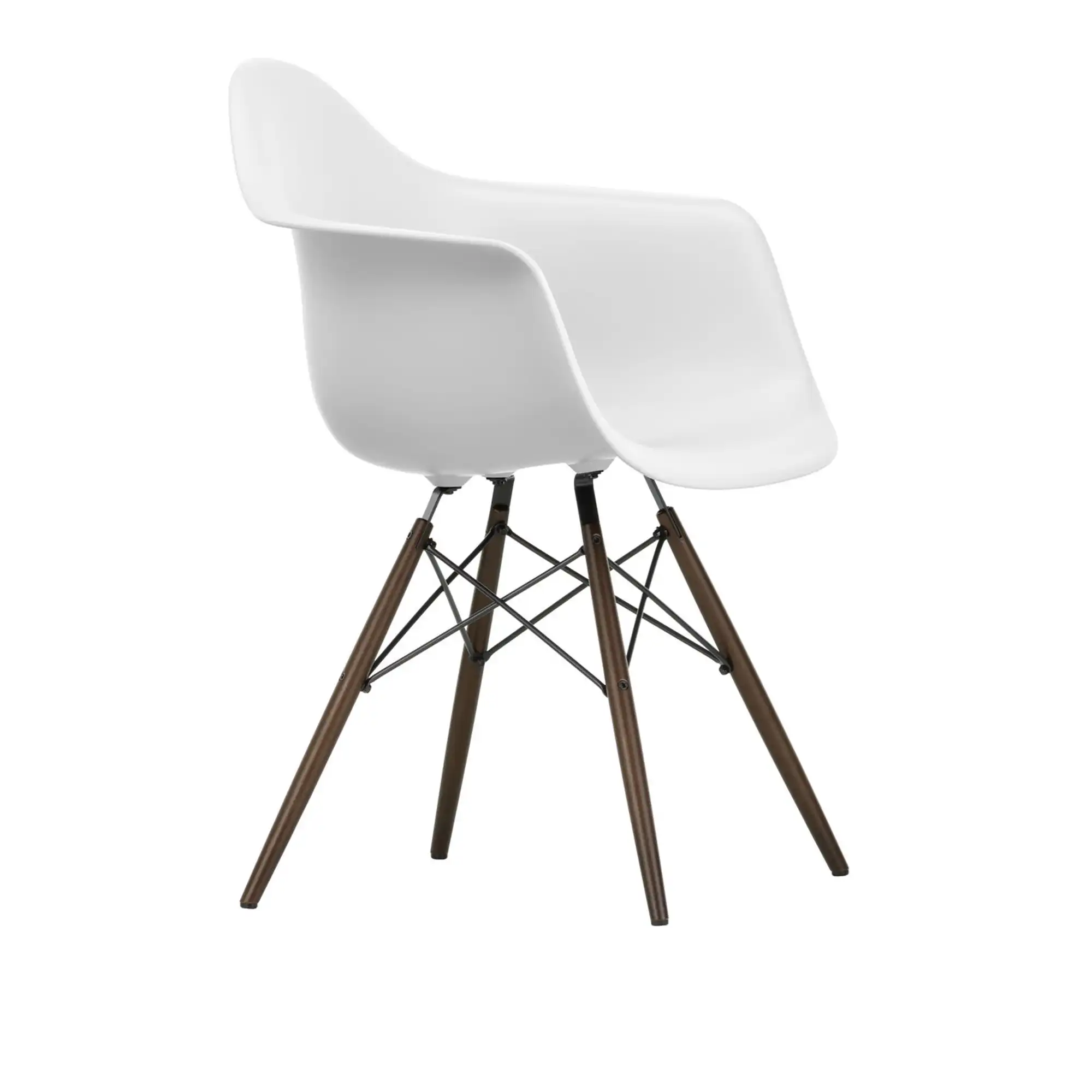 Eames RE Plastic Armchair DAW 85 Cotton White, Dark Maple