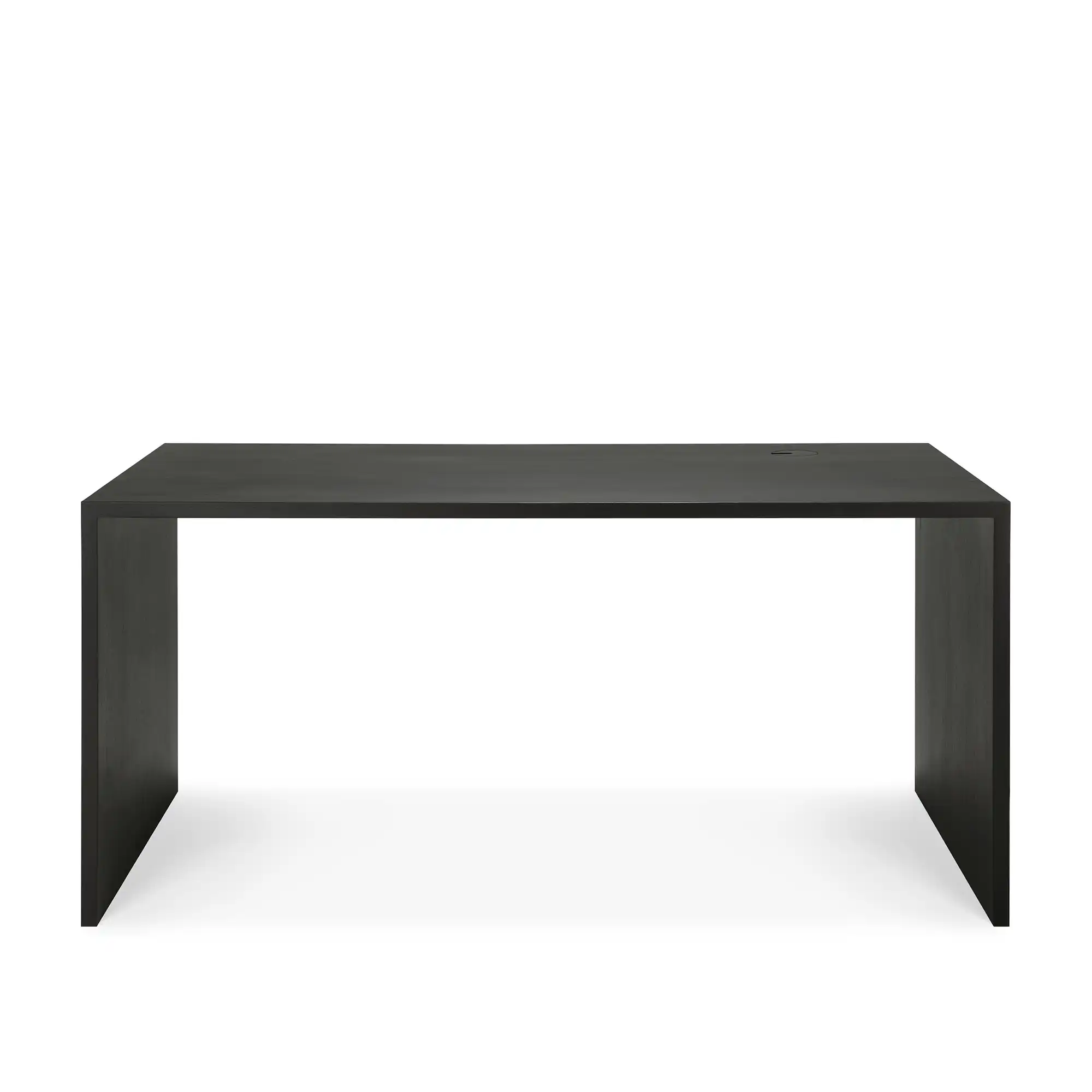 U Desk - Varnished Oak - Black - Rectangular - With Cable Management