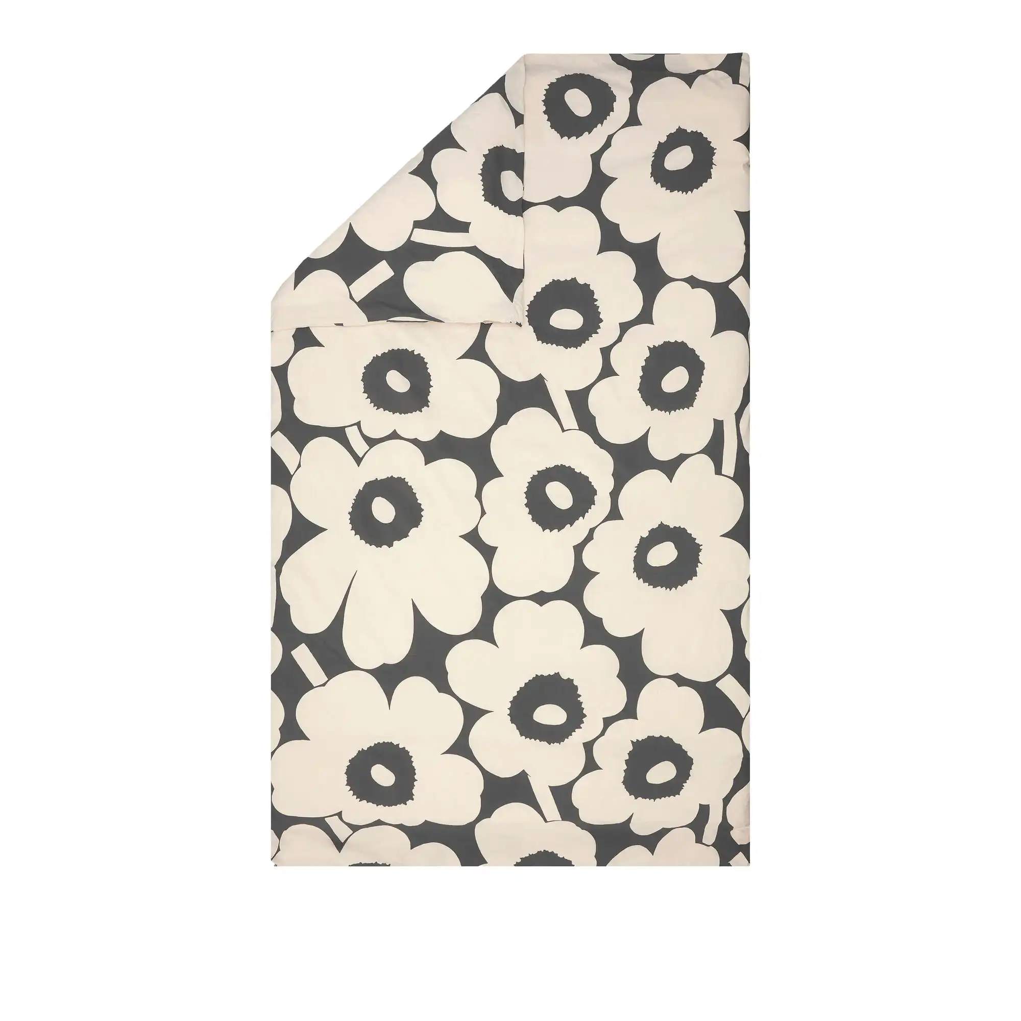 Unikko Duvet Cover Charcoal, Off White