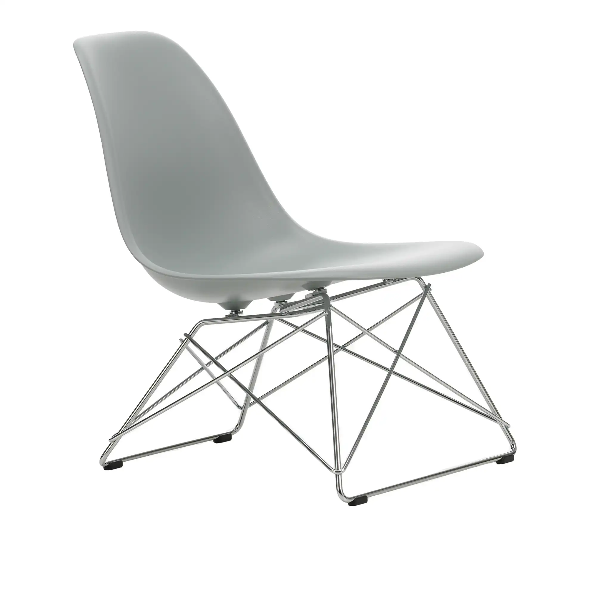 Eames RE Plastic Side Chair LSR 24 Light Grey, Chromed Base
