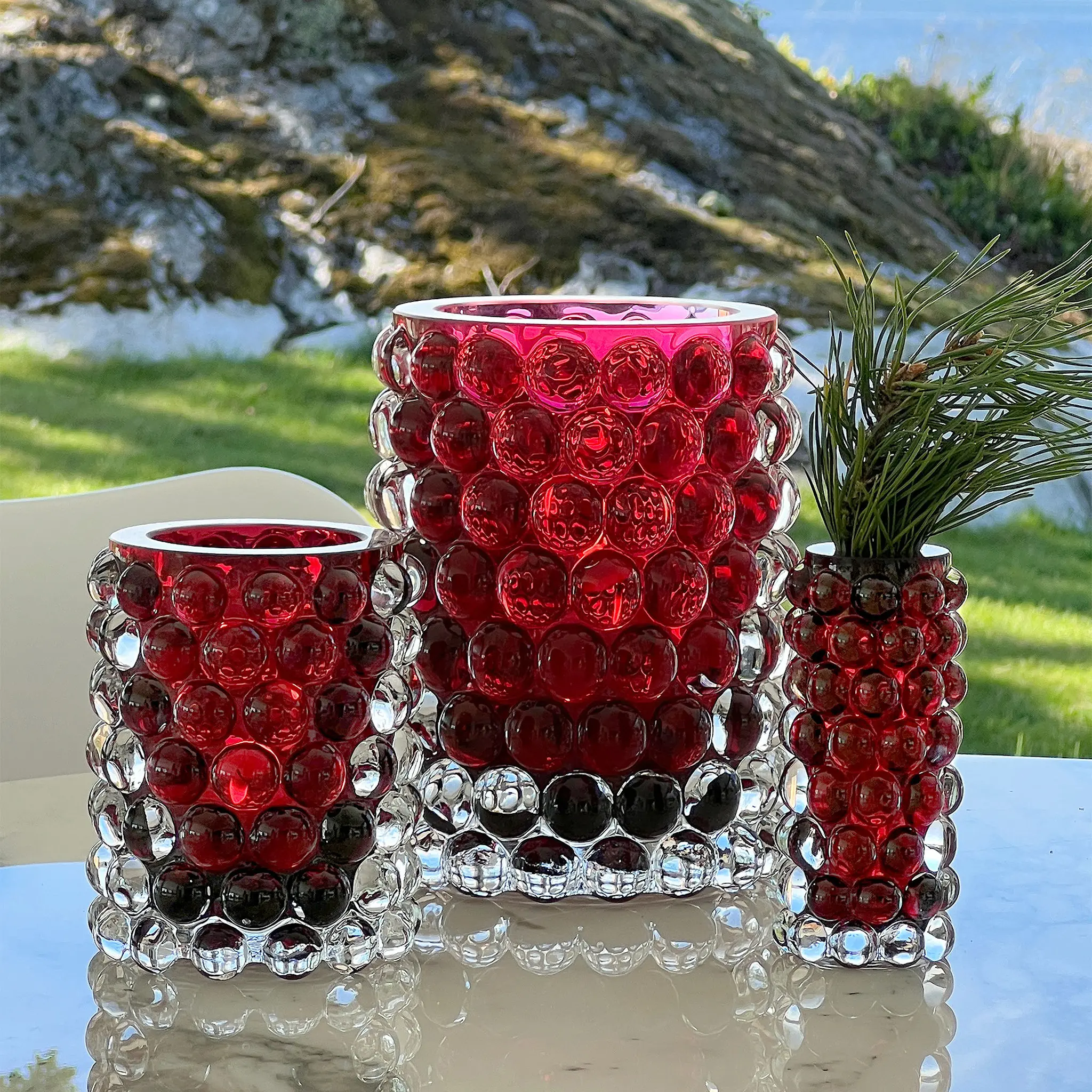 Hurricane boule minivase 11 cm rød