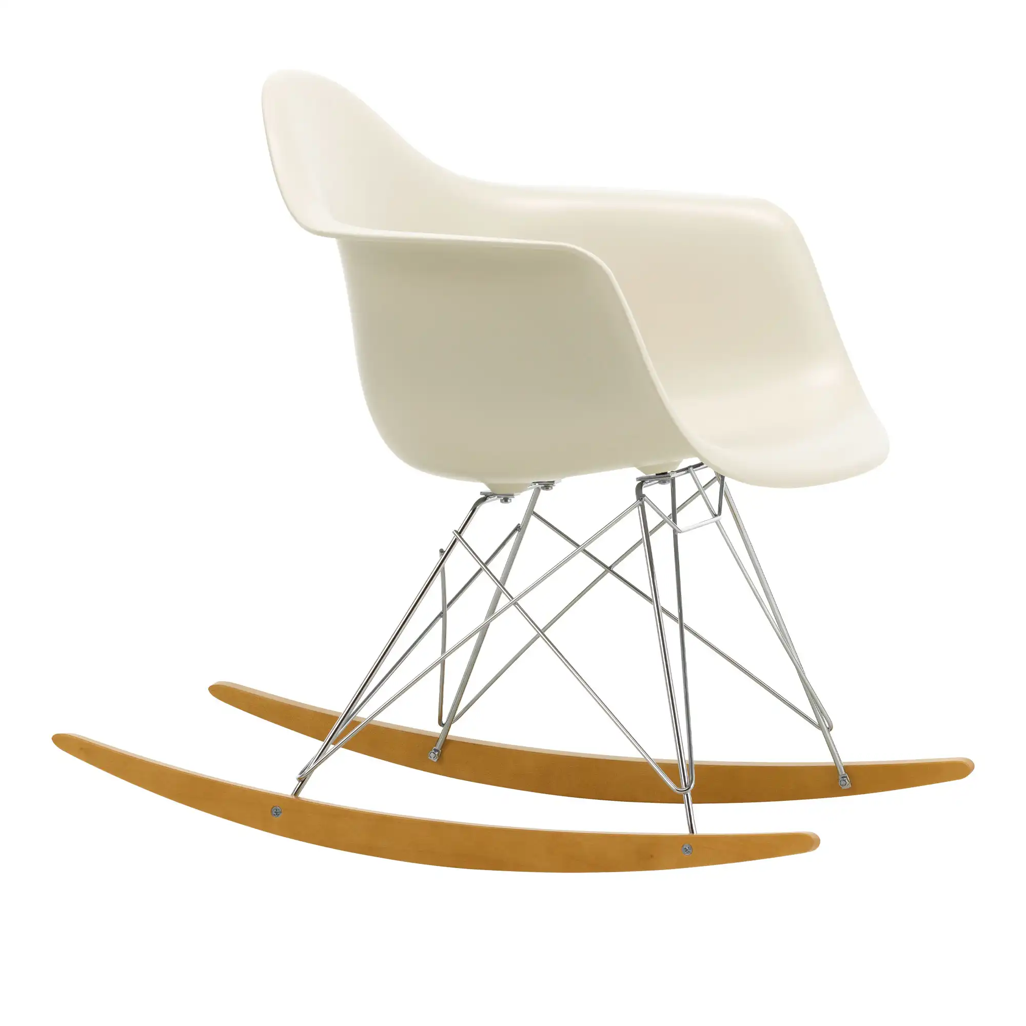Eames Plastic Armchair RAR - 11 Pebble - Chrome Base - Golden Maple