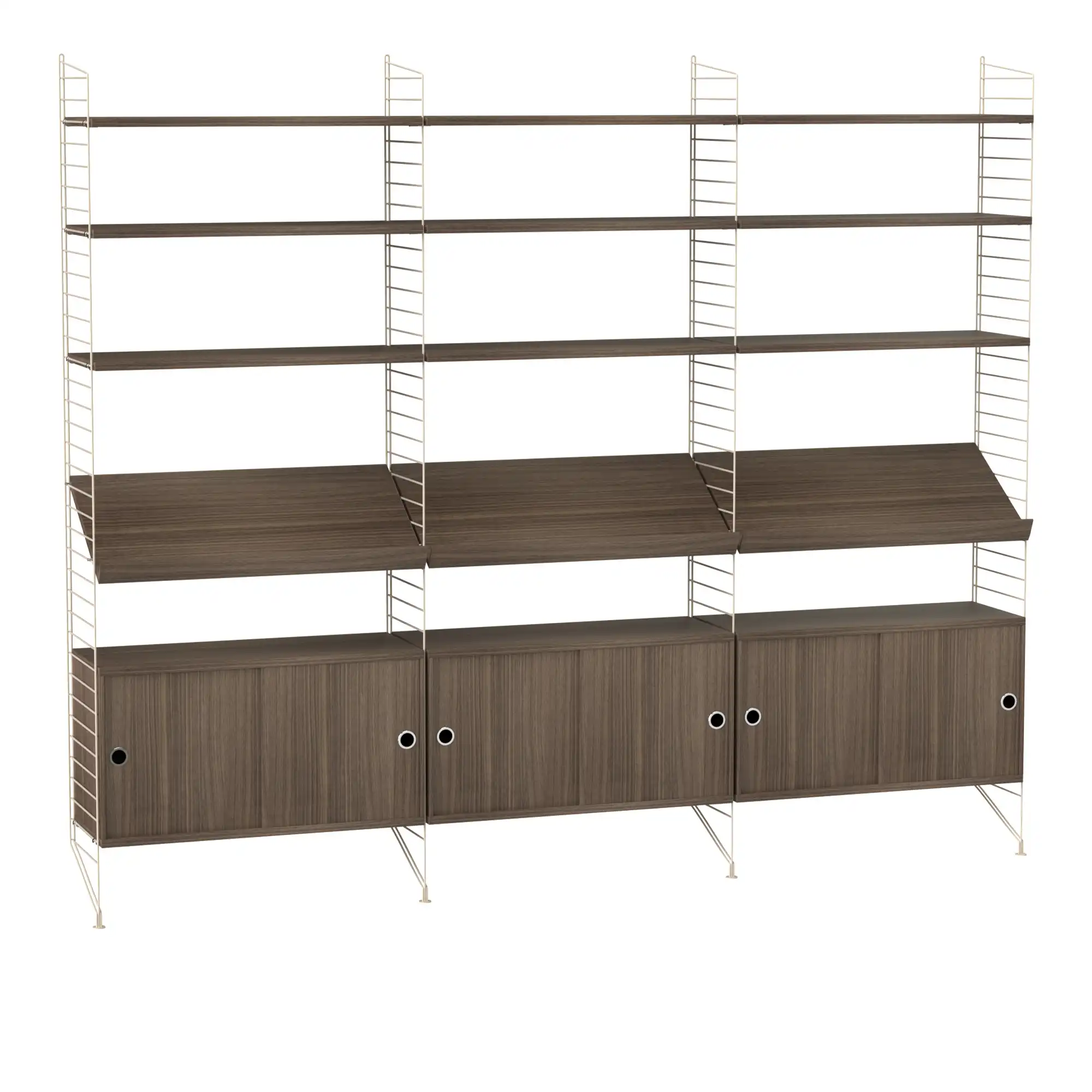 Stue hyllesystem G valnøtt/beige