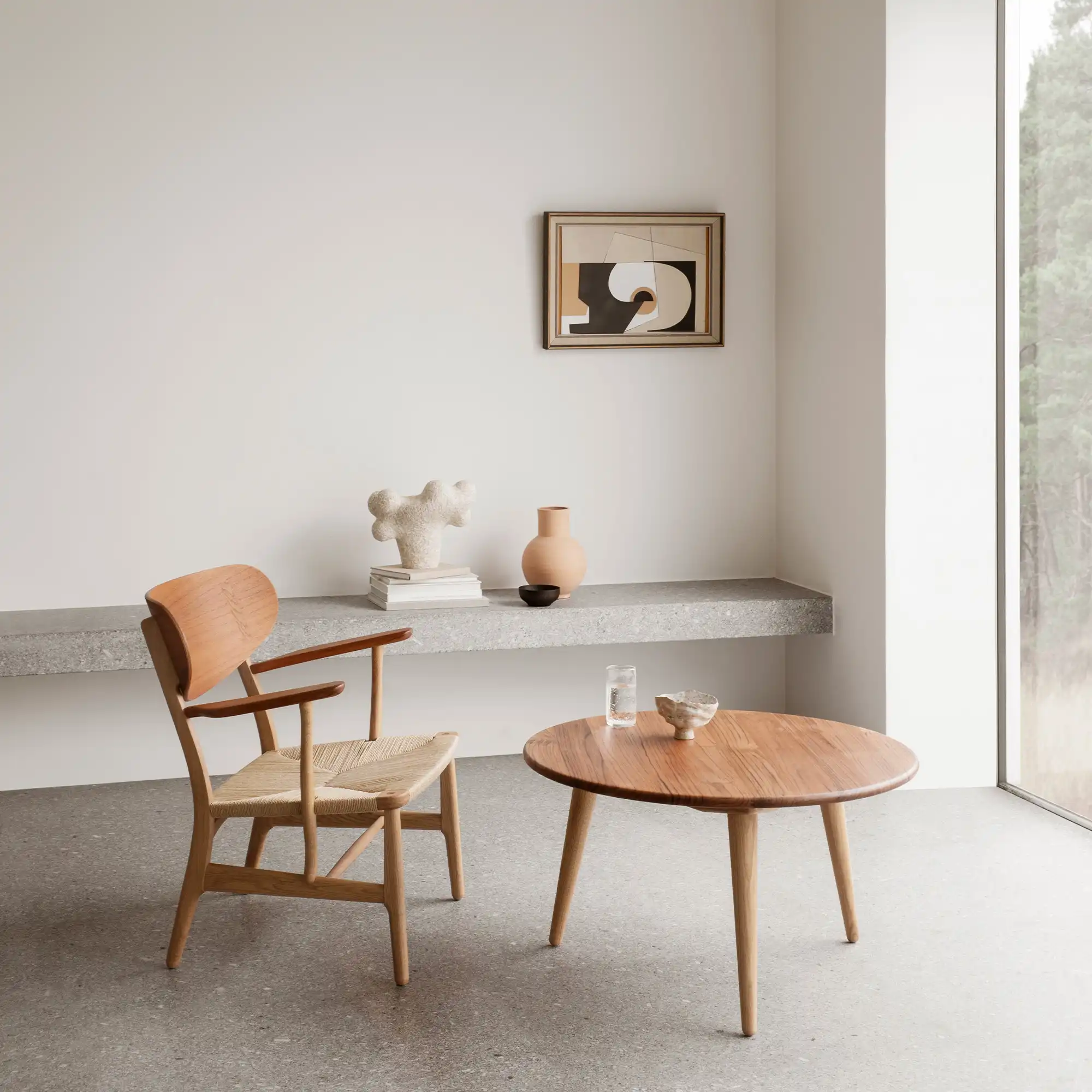 CH22 lenestol eik/naturfarget flettet papirsnor
