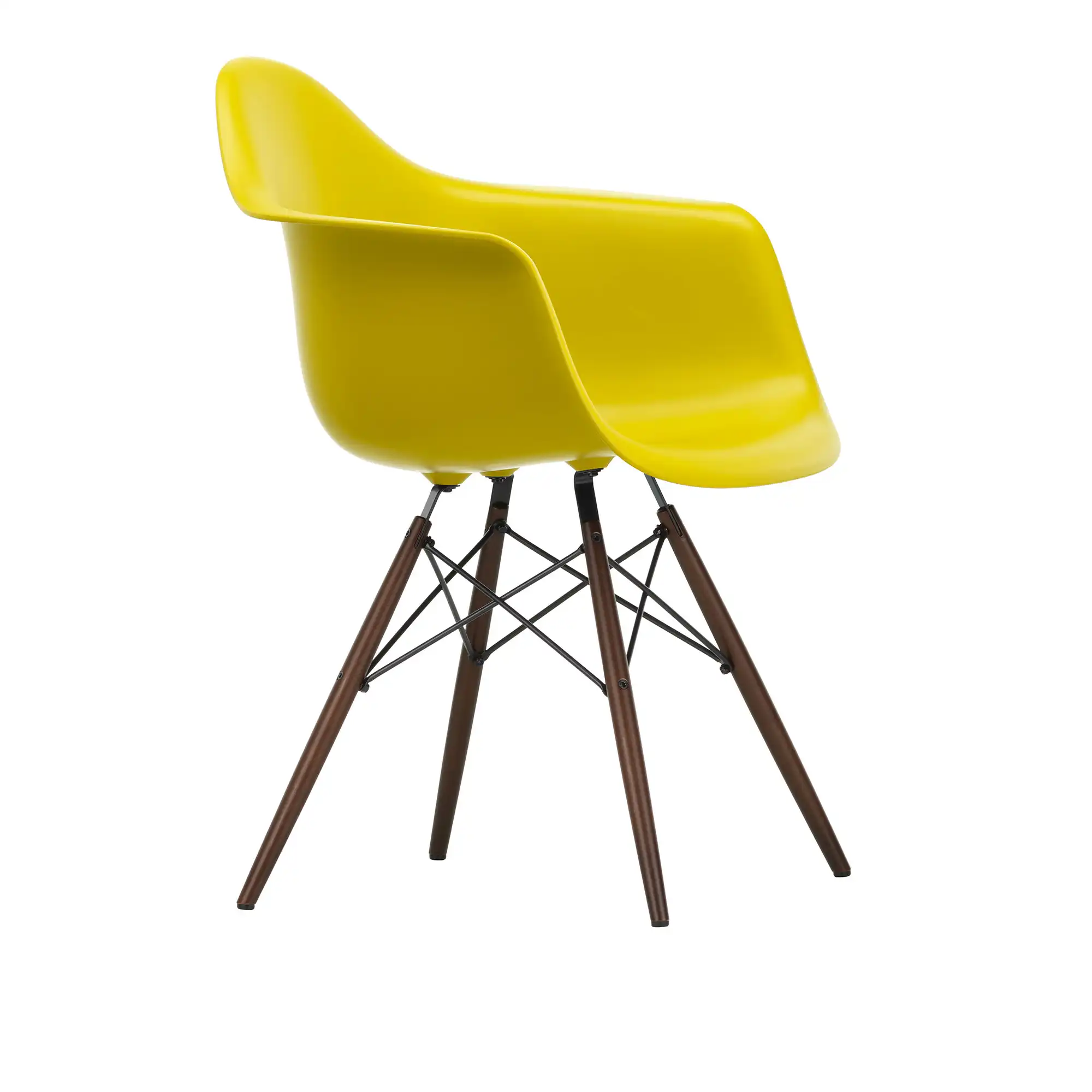 Eames Plastic Armchair DAW - 34 Mustard - Dark Maple