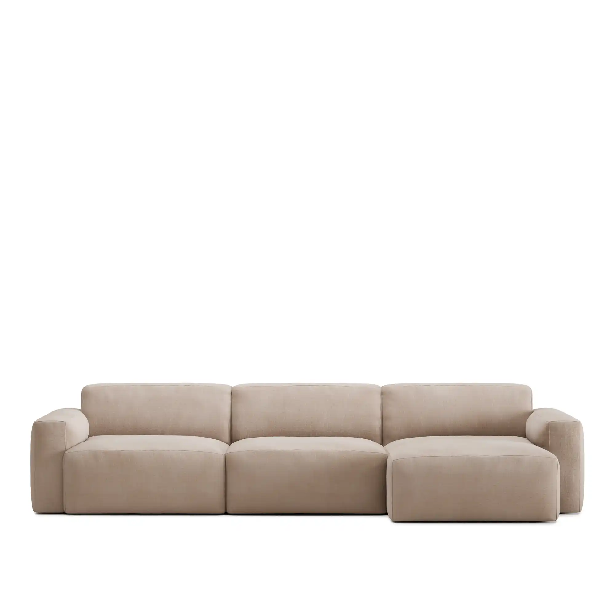 Brick 3-Seater Chaise Lounge Right - Shadow Beige