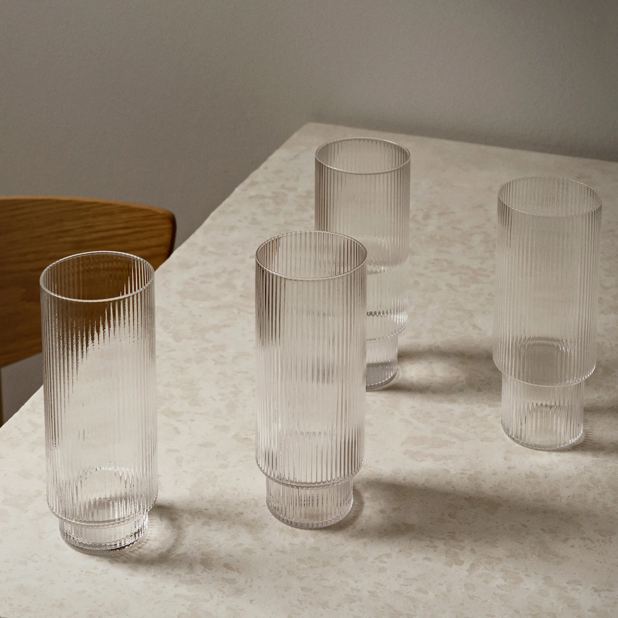 Ripple Long Drink Glasses Set Smoked Grey