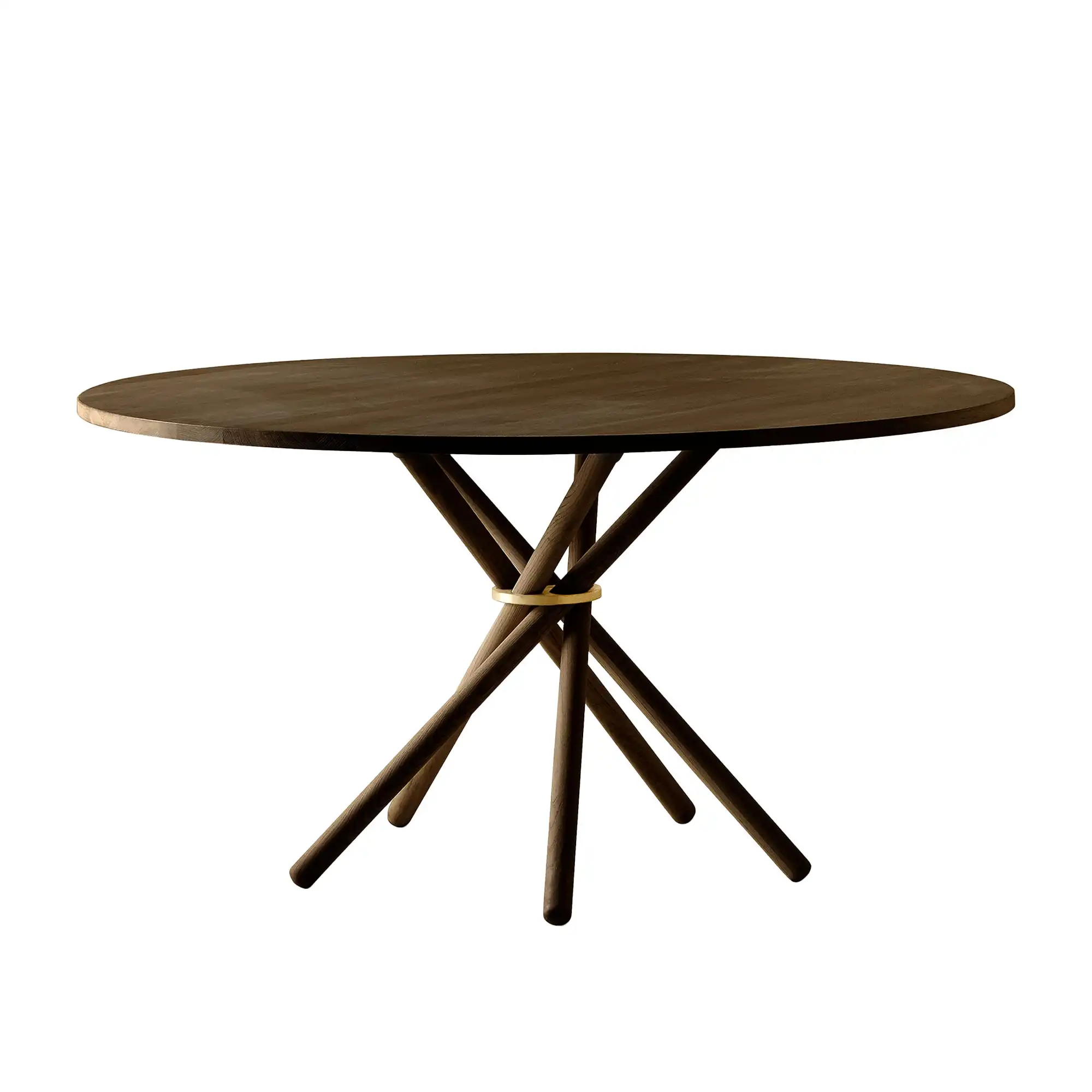 Hector 140 Dining Table / Oak Dark / Brass