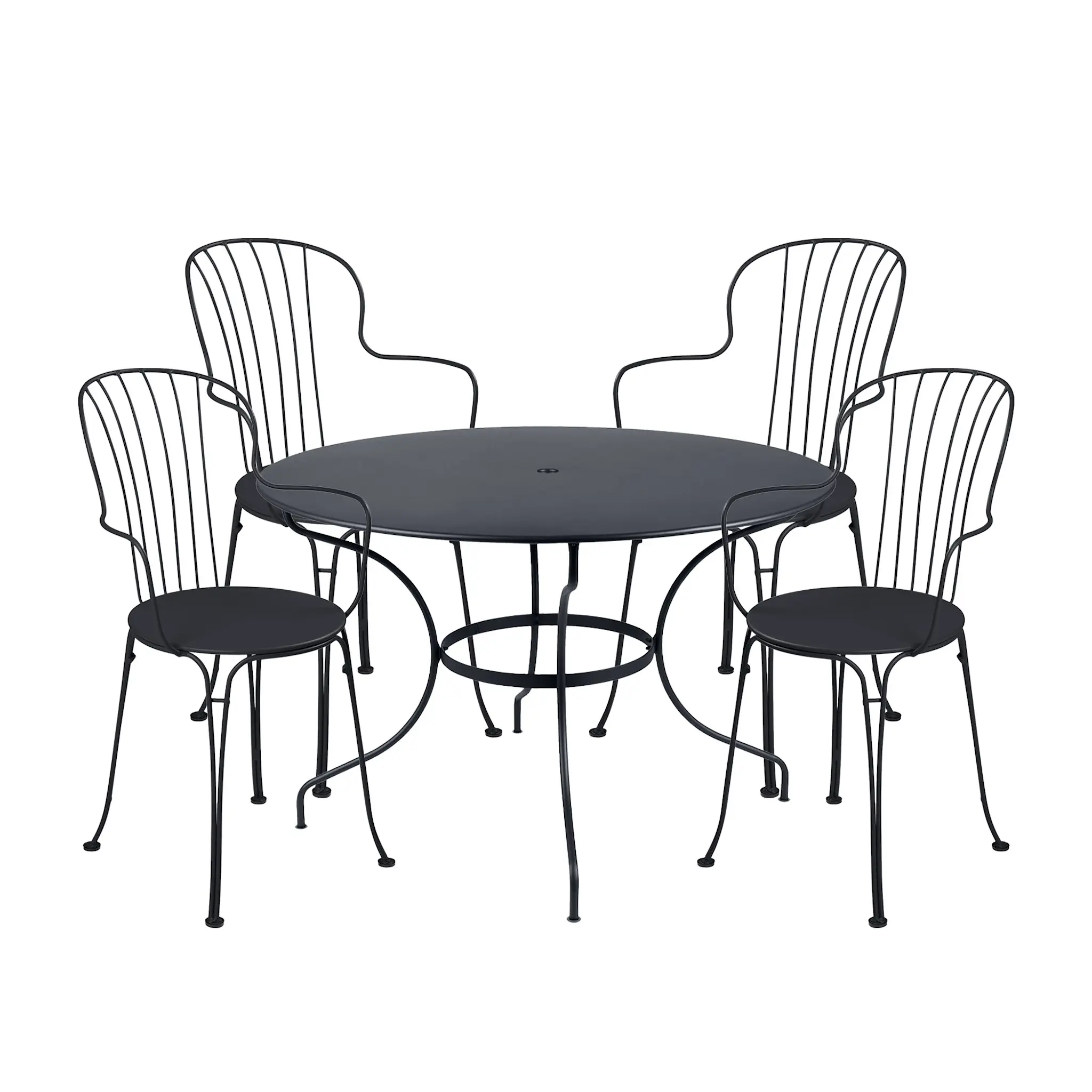 Opéra+ spisegruppe bord rundt Ø117cm & 4 karmstoler