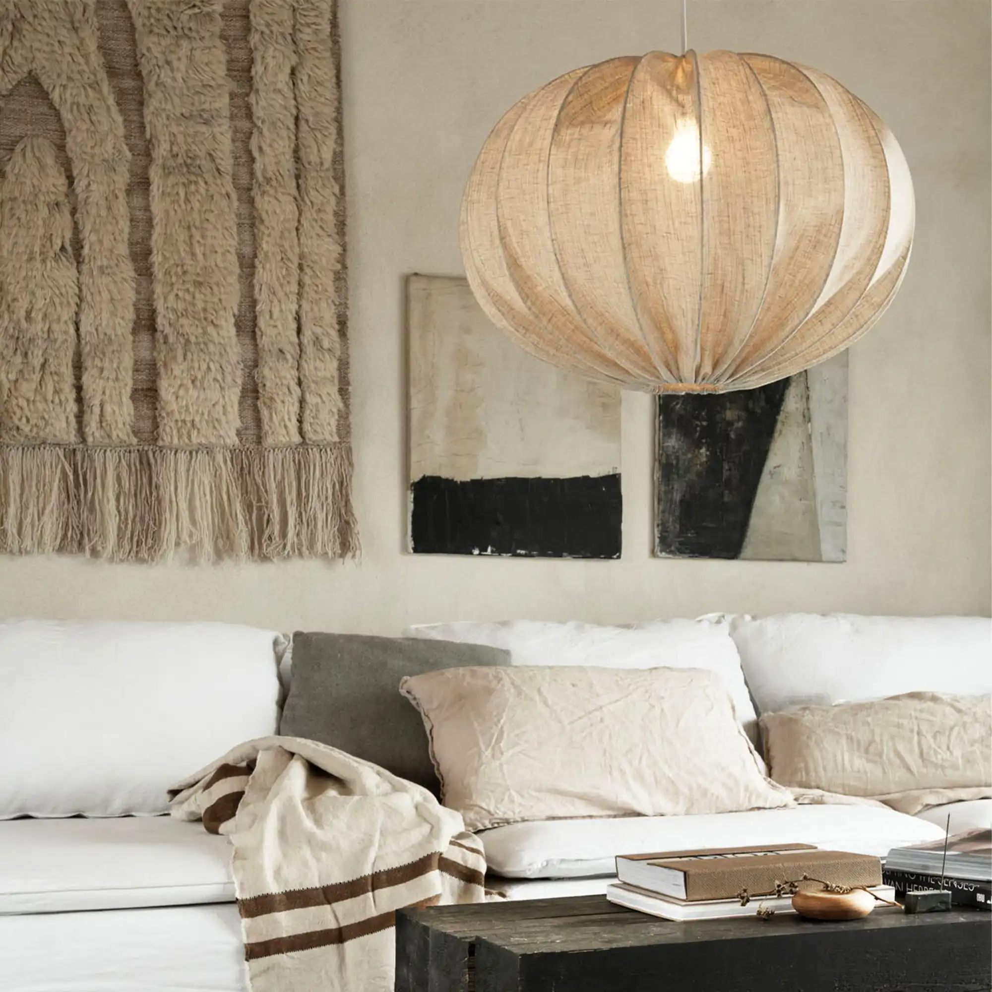 Boll Natural Linen Pendant Lamp