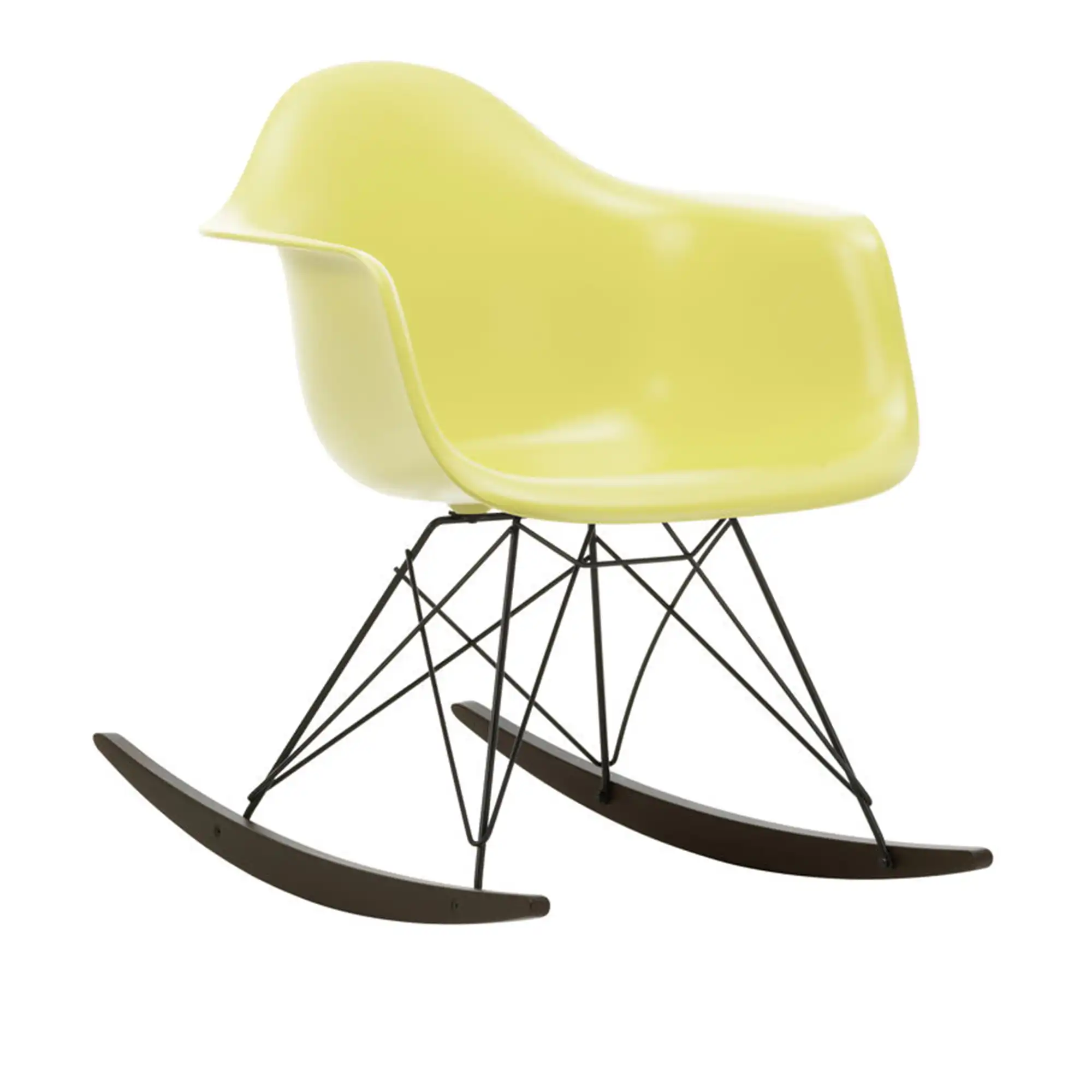 Eames RE Plastic Armchair RAR 92 Citron, Basic Dark Base, Dark Maple