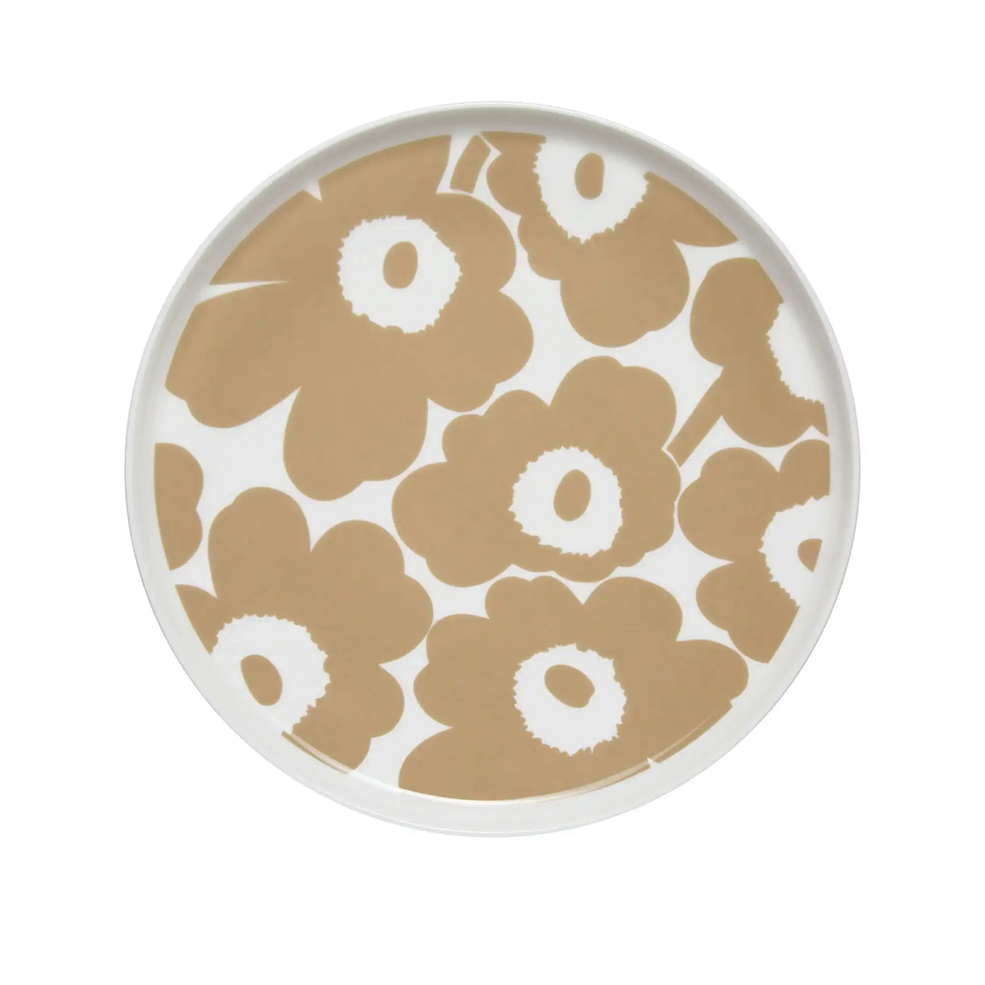 Unikko tallerken 25 cm hvit lysegrå sand mørkeblå