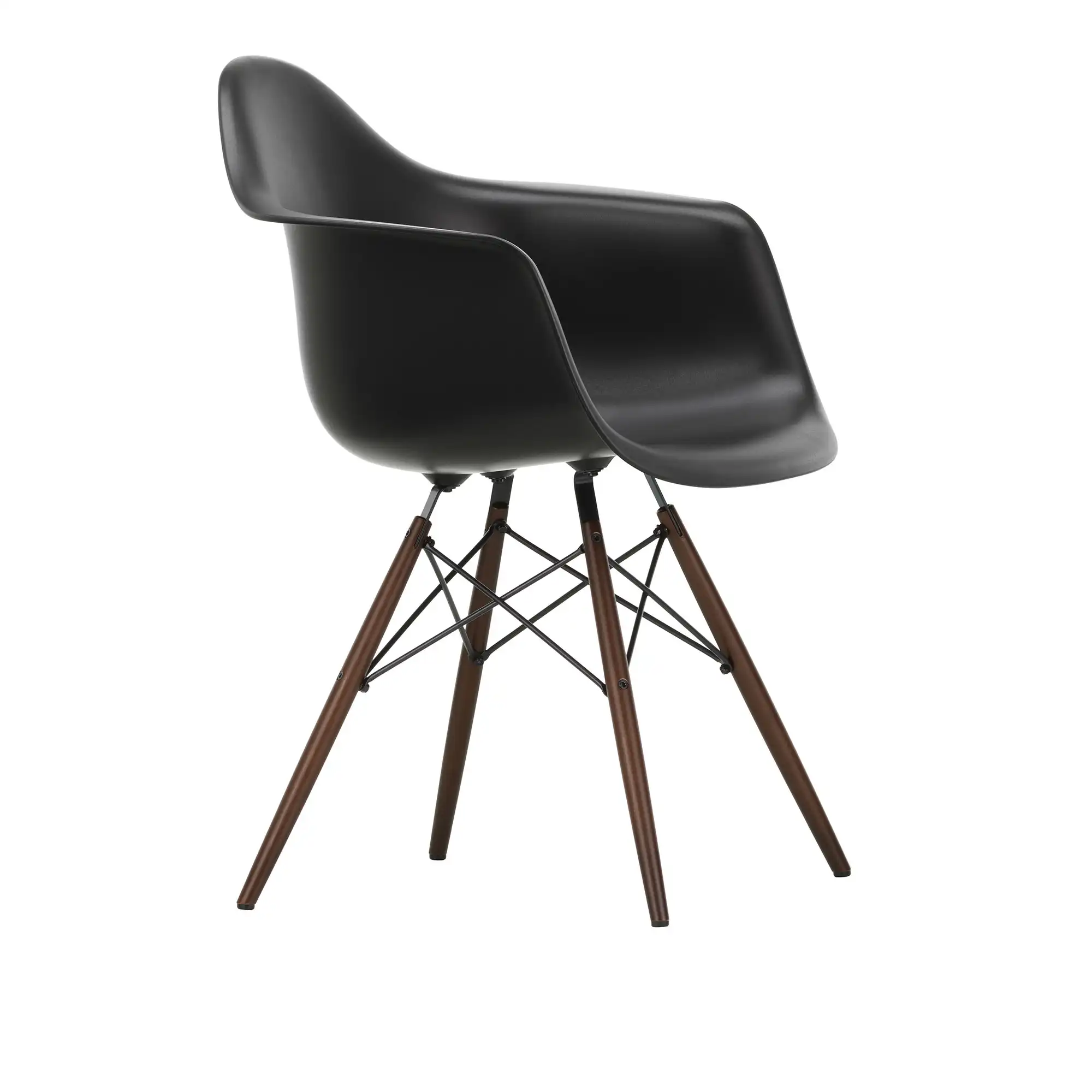 Eames Plastic Armchair DAW - 12 Deep Black - Dark Maple