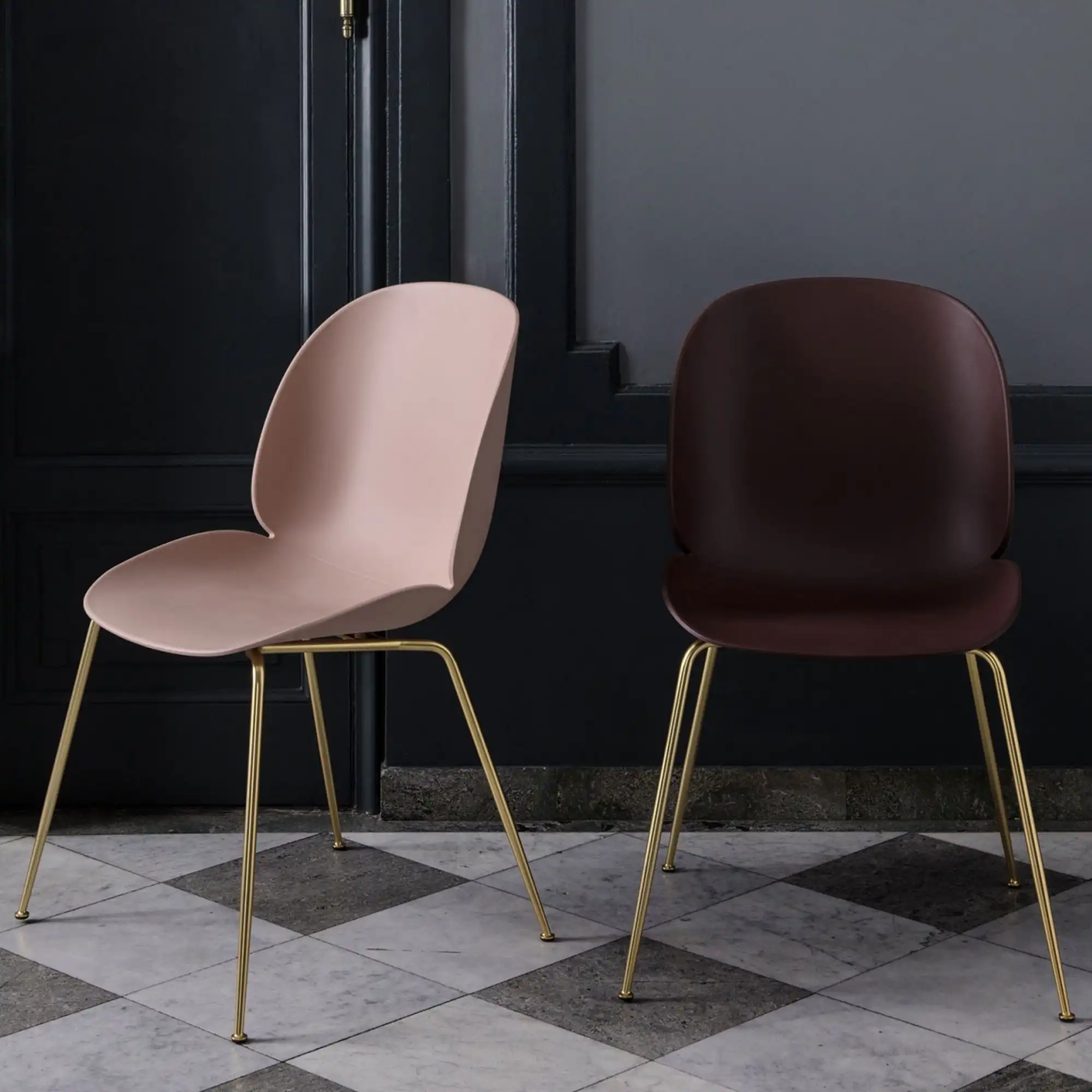 Beetle Dining Chair Conic Base Brass - Un-Upholstered