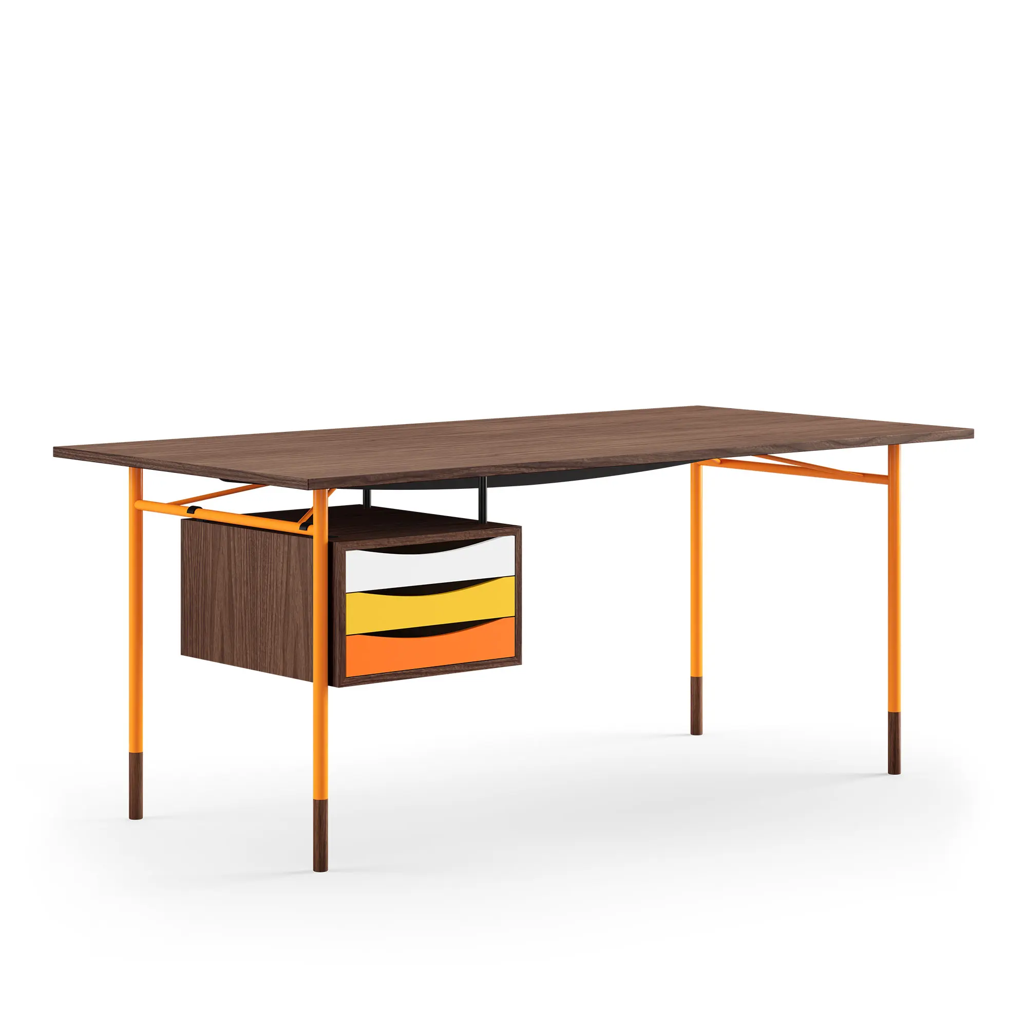 Nyhavn skrivbord 190 cm Warm med lådor Orange