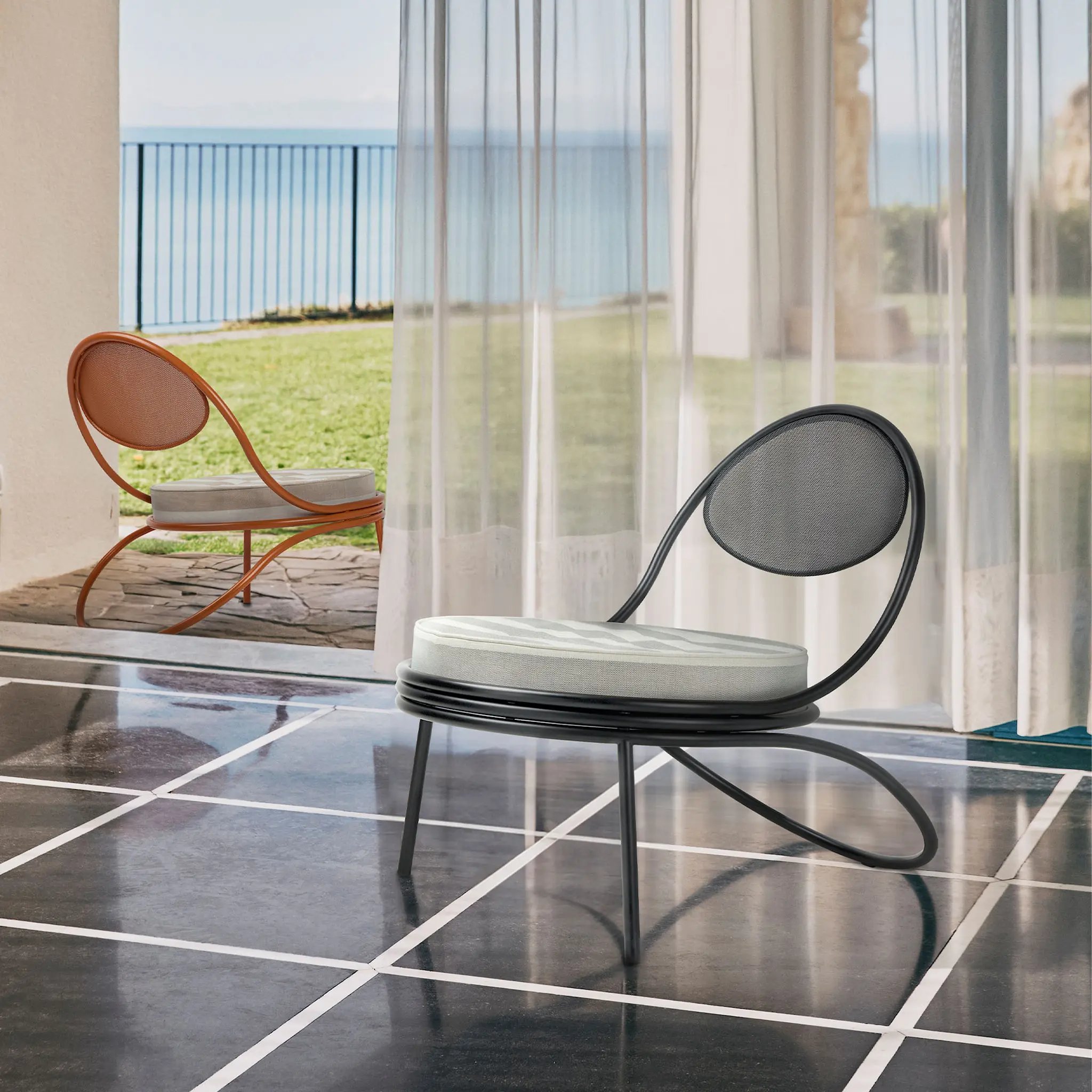 Copacabana utendørs lenestol Black Semi Matt