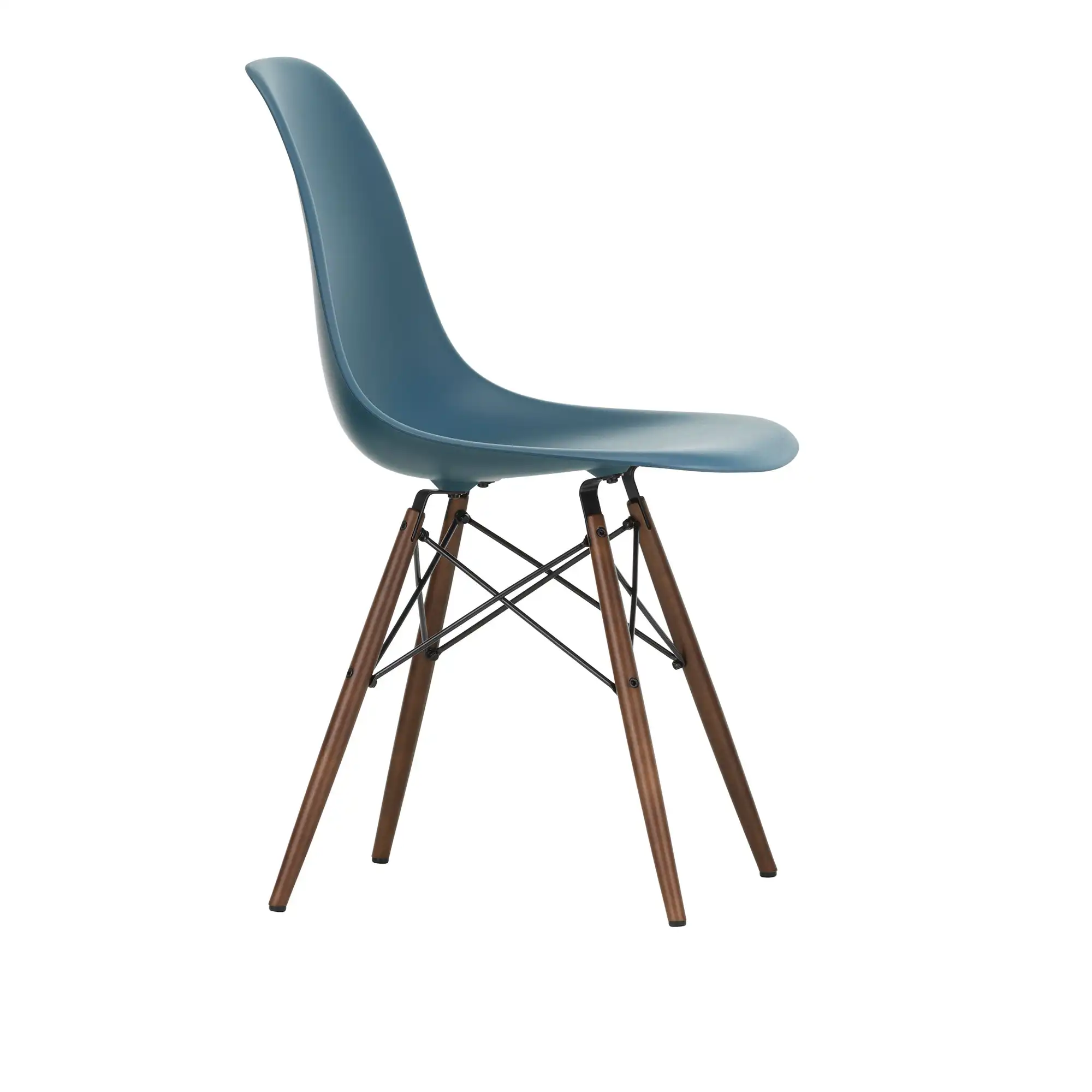 Eames Plastic Chair DSW - 83 Sea Blue - Dark Maple