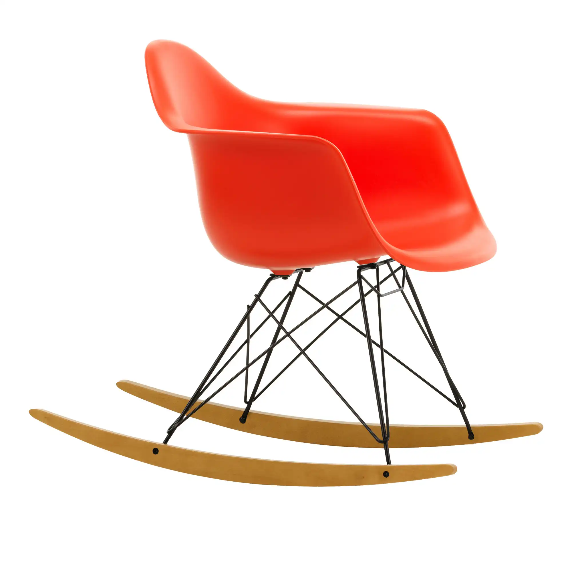Eames Plastic Armchair RAR - 03 Poppy Red - Basic Dark Base - Golden Maple